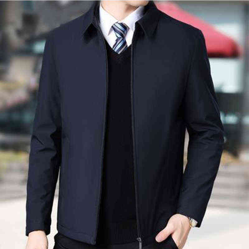 

Business Men'S Jacket Autumn Wind Casual Coats Turndown Collar Zipper Simple Middle-Aged Elderly Men Dad clothes Office Outerwea 211110, Khaki