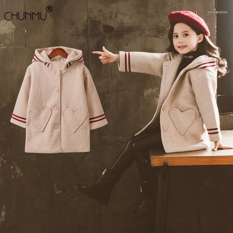 

Jackets Kids Girls Woolen Jacket Winter For Coat Baby Warm Hooded Outerwear Clothing Children Soild Long1, Blue;gray