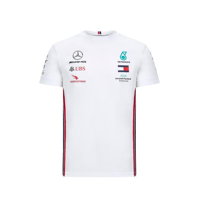 

F1 Racing Suit Short-sleeved Lapel T-shirt Polo Shirt Men's Mercedes-benz Amg Team Overalls, White;black