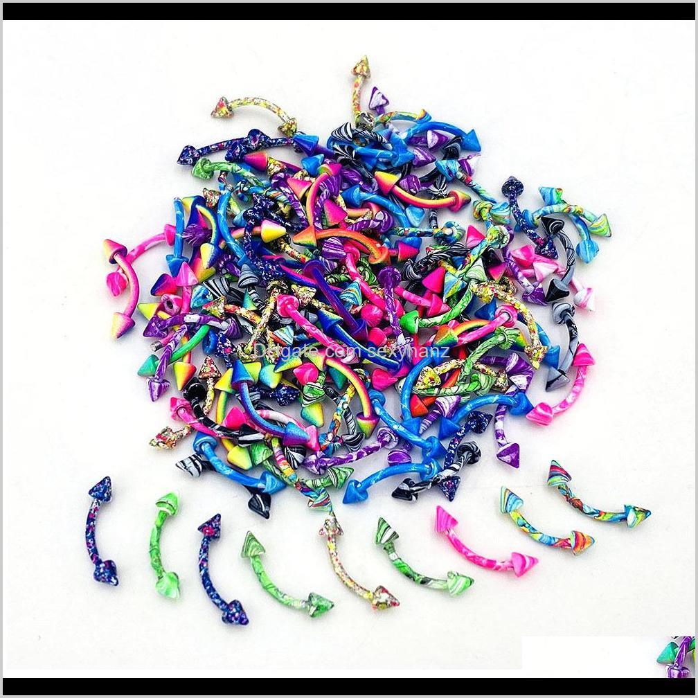 

Labret Jewelry 10Pcsset Stainless Steel Painted Eyebrow Awl Anti Allergy Ear Bone Barbell Lip Nails Tongue Pin Button Rings Body Pierc 96Mrx