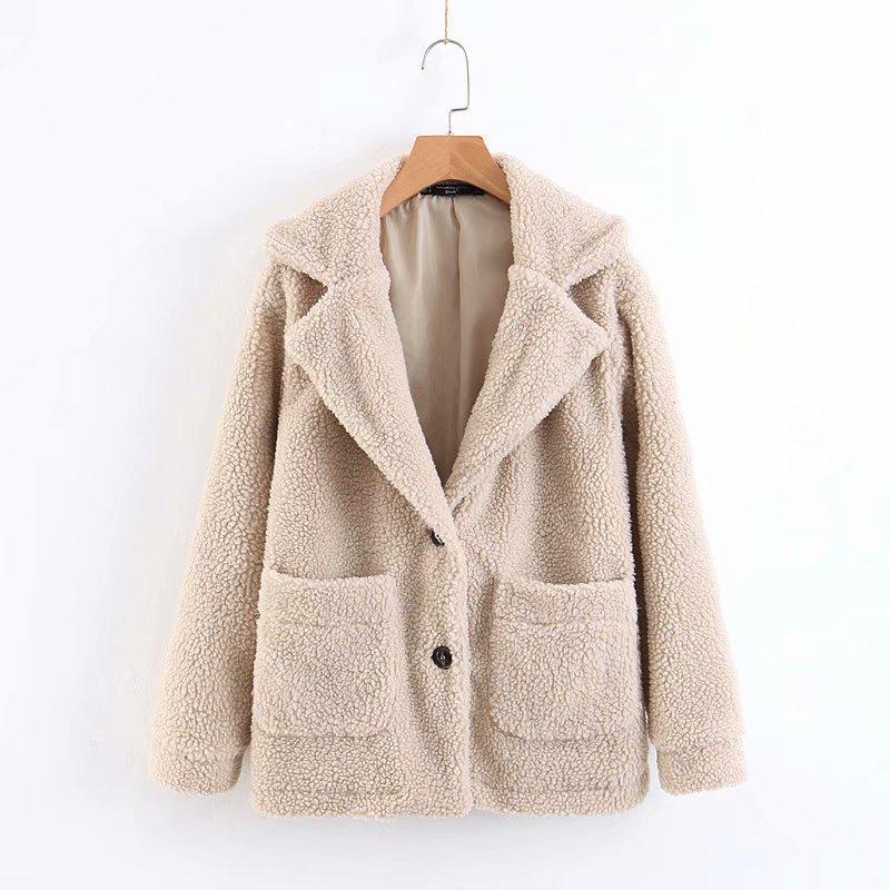 

Women's Jackets Autumn Winter Coat Women Turn-Down Collar Solid Double Pocket Overcoat Jacket, Black;brown
