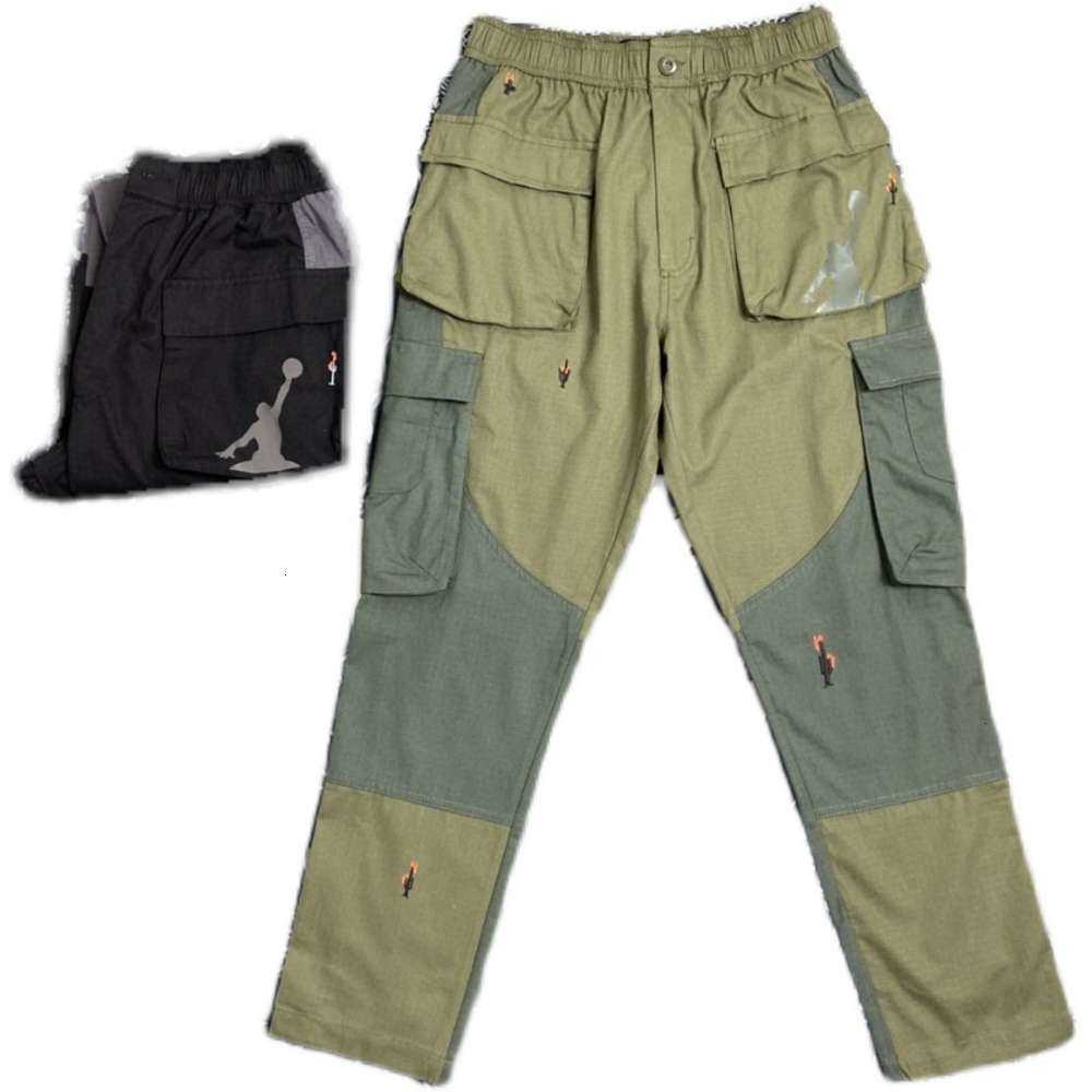 

High quality Travis S co branded TS 19fw Multi Pocket functional overalls long sweatpants vip, Black