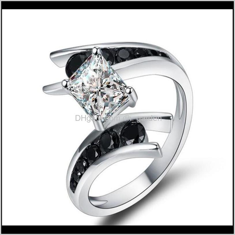 

Wedding Rings Creative Geometry Sier Color For Womens Luxury Big Crystal Ladies Ring Fashion Female Party Jewelry Drop Delivery 2021 Kgi