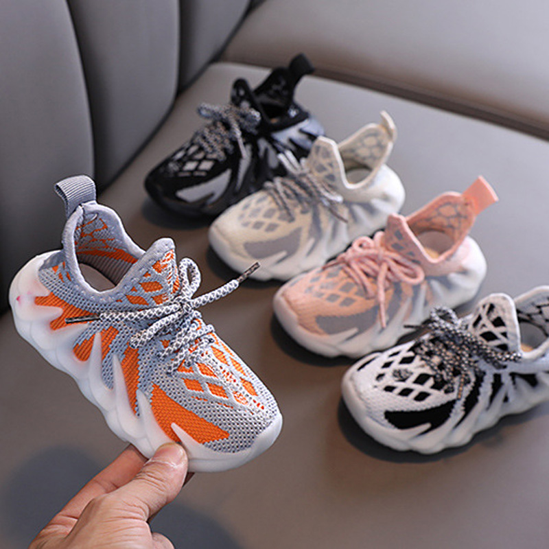

Sneakers Summer 1-2 Years Old First Walkers Boys Baby Toddler Girls ChildrenSoft-soled Kids Breathable Net Shoes Orange Back Beige White Pink Size 21-25