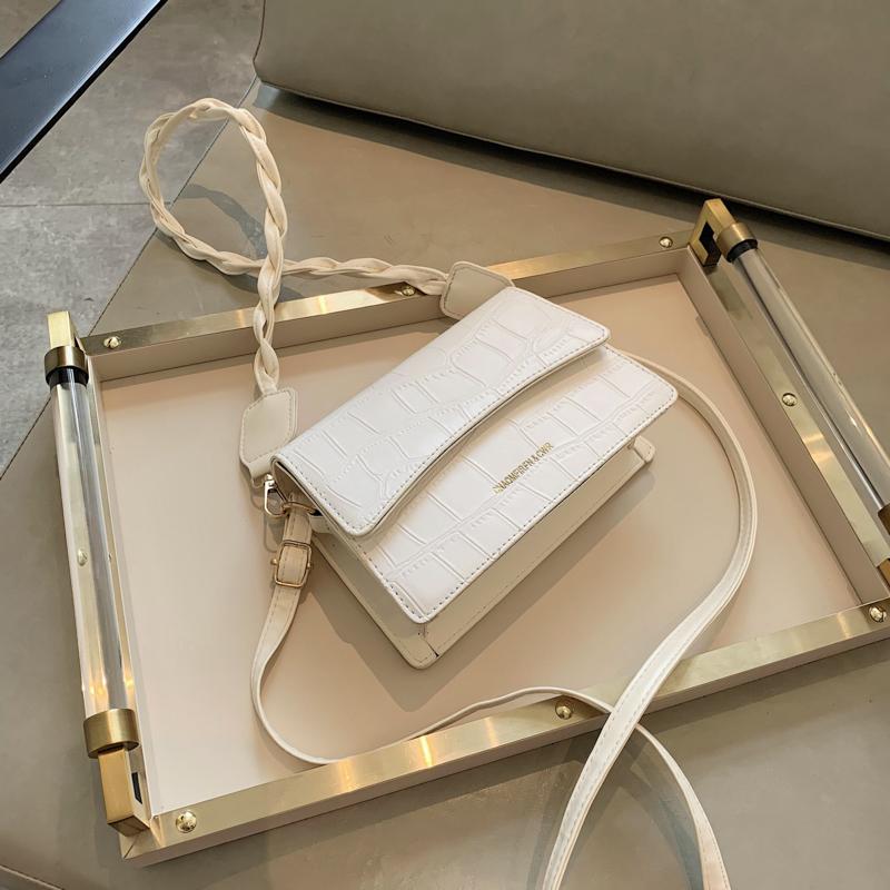 

Evening Bags Texture PU Leather 2021 Fashion Women Shoulderbag Female Vintage Simple All-match Small Square Crossbody Trend, White