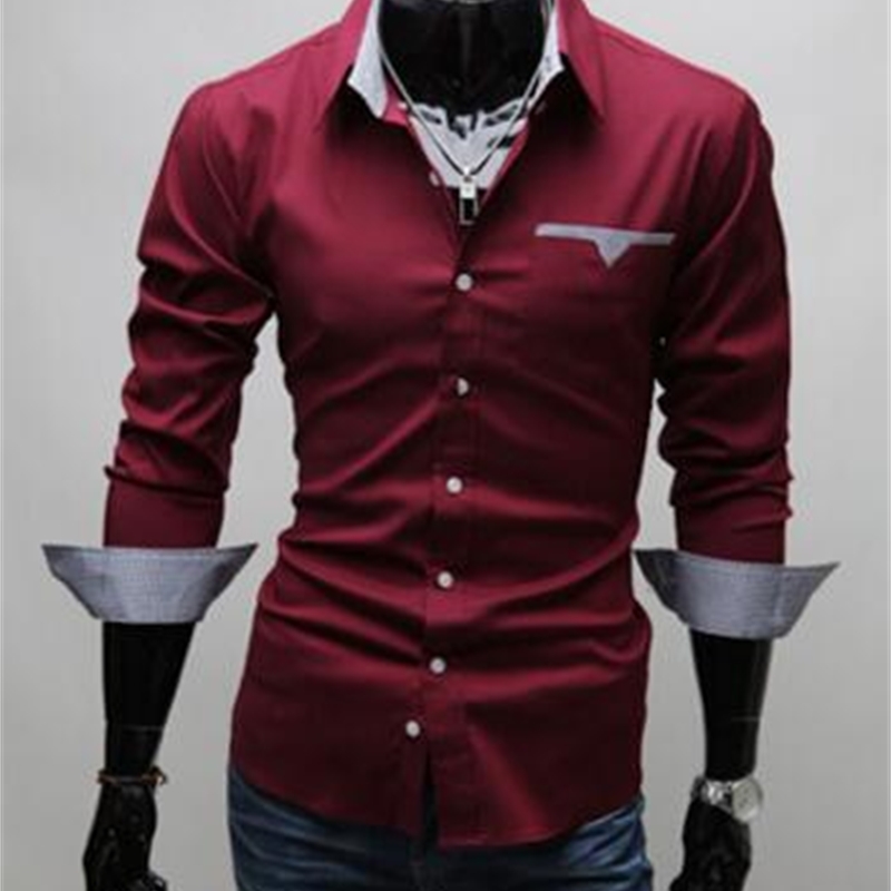

Mens Shirt Long Sleeve Dress Business Shirts Regular Fit Fashion Style with 3 Colors Asian Size -3XL, White;black