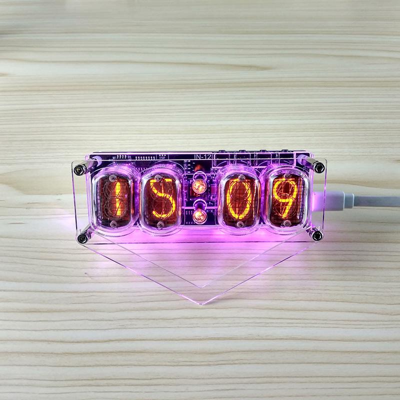 

Desk & Table Clocks DIY 4 Bit RGB LED Glow Digital Clock Board Nixie Tube Kit Electronic Retro Included