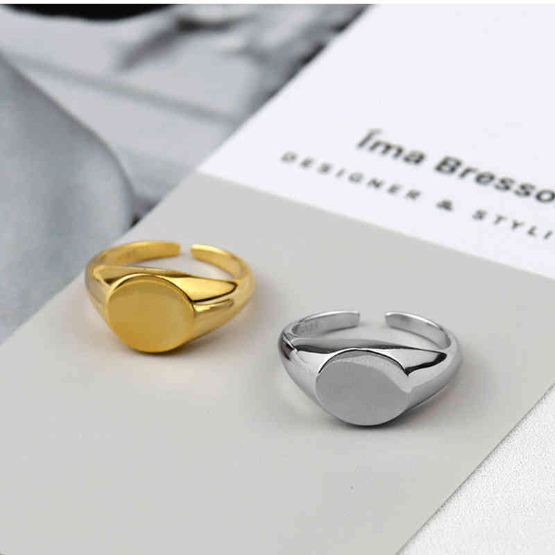 

Band Rings 925 Sterling Silver Signet For Women Men Around Gold Geometric Party Jewelry Gifts J0707