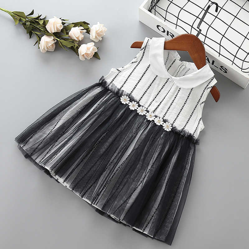 

0-5 years High quality girl dress summer fashion flower stripe kid children clothing party formal princess 210615, Red