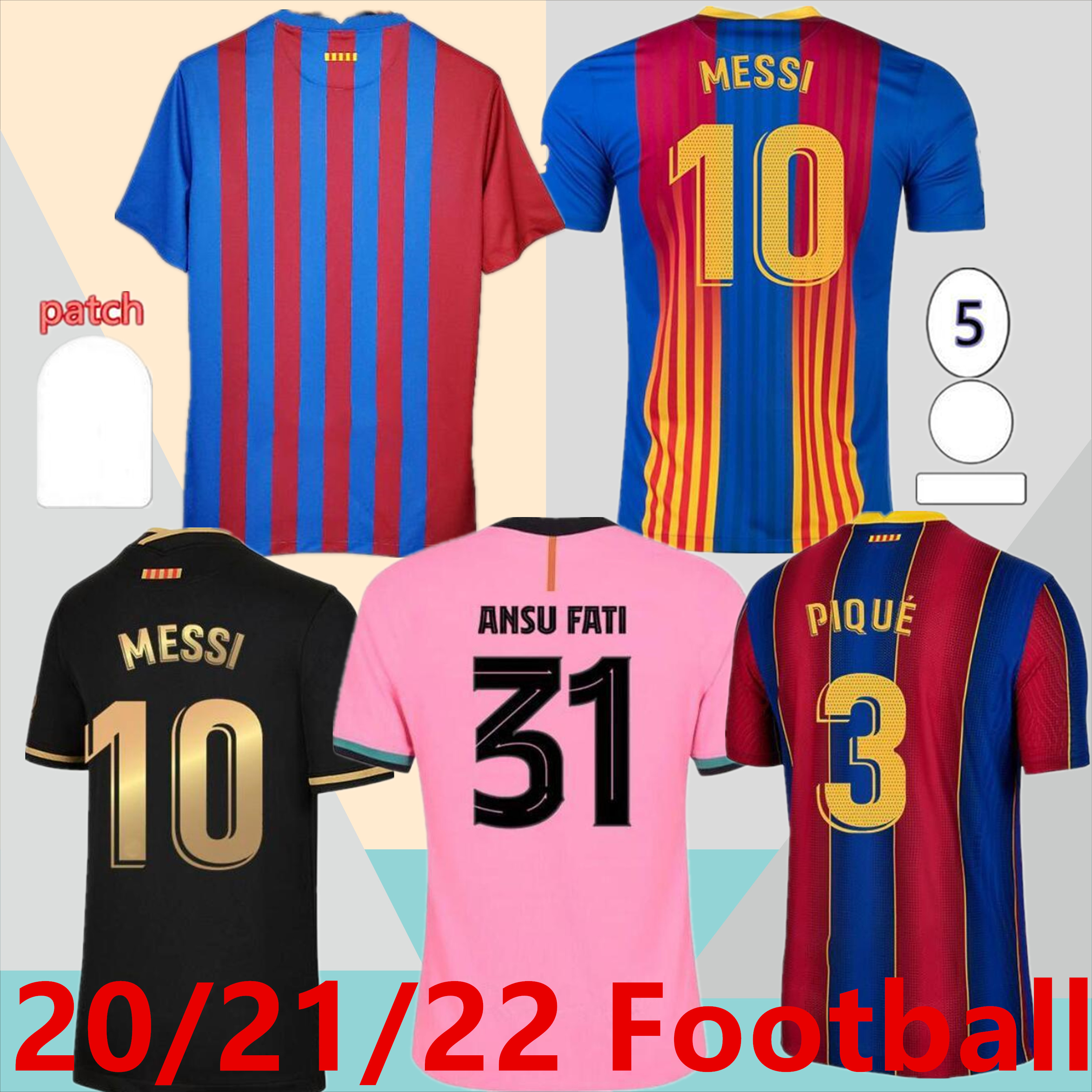 

2021 2022 MESSI ANSU FATI Sports soccer jersey 20 21 GRIEZMANN DE JONG PJANIC COUTINHO Football shirt BARCELONA adult, Black;yellow