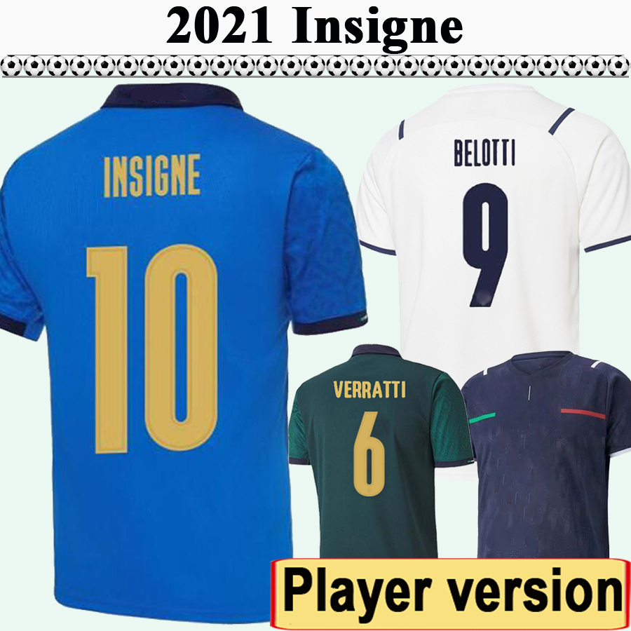 

2021 VERRATTI INSIGNE Player Version Mens Soccer Jerseys ROMAGNOLI EL SHAARAWY JORGINHO Home Blue Away White 3rd Green Football Shirt, Qy3174 2021 away no patch