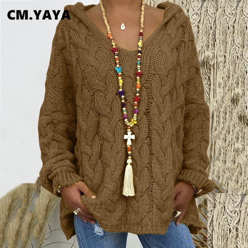 

Women's Sweaters CM. Women Solid Hooded Loose Straight Cardigan Soft Warm Thick Pullovers Fashion Streetwear Casual Sweater Winter, White;black