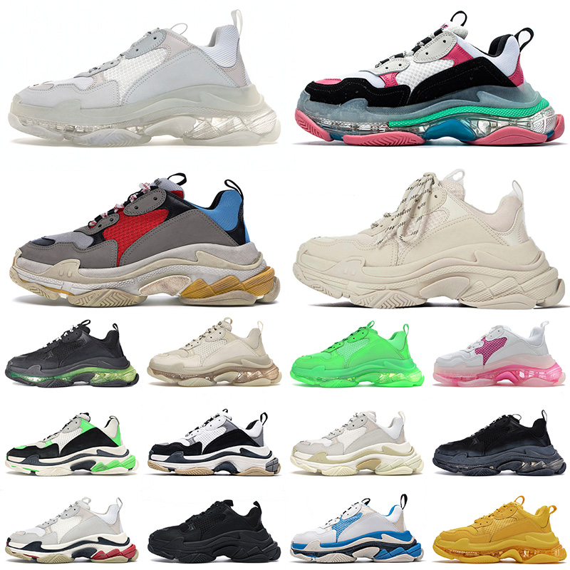 

arrival platform sneakers triple s designer flat casual dad shoes for men women 17fw paris black beige luxurys vintage old crystal clear sole, 25 36-45