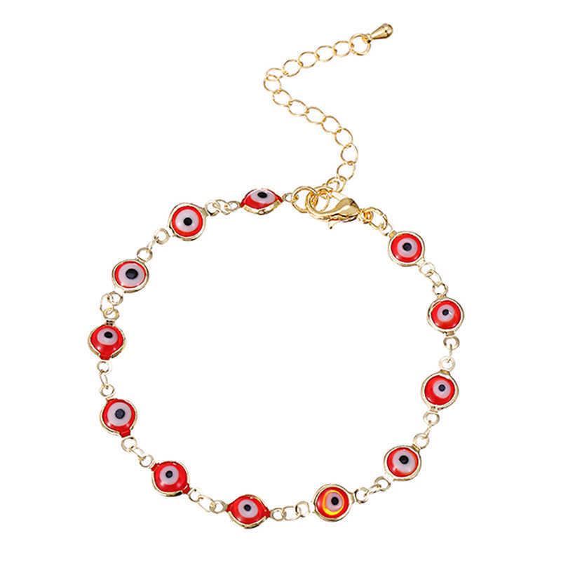 

ZHINI 1 PC Fashion Gold Chain Bangle Bracelets for Women Red Blue Evil Eye Enamel Bead Statement Bracelet Party Jewelry Gift G1026