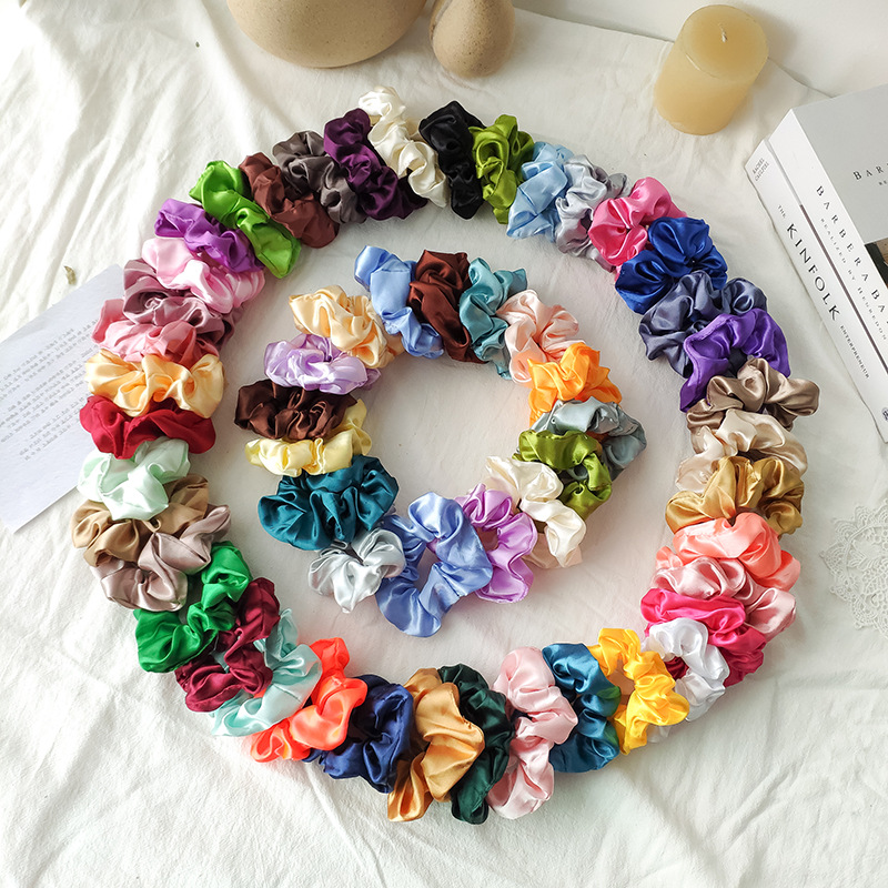 

Satin Silk Scrunchies Women Elastic Rubber Hair Bands Girls Solid Ponytail Holder HairTies Rope Hair Accessories
