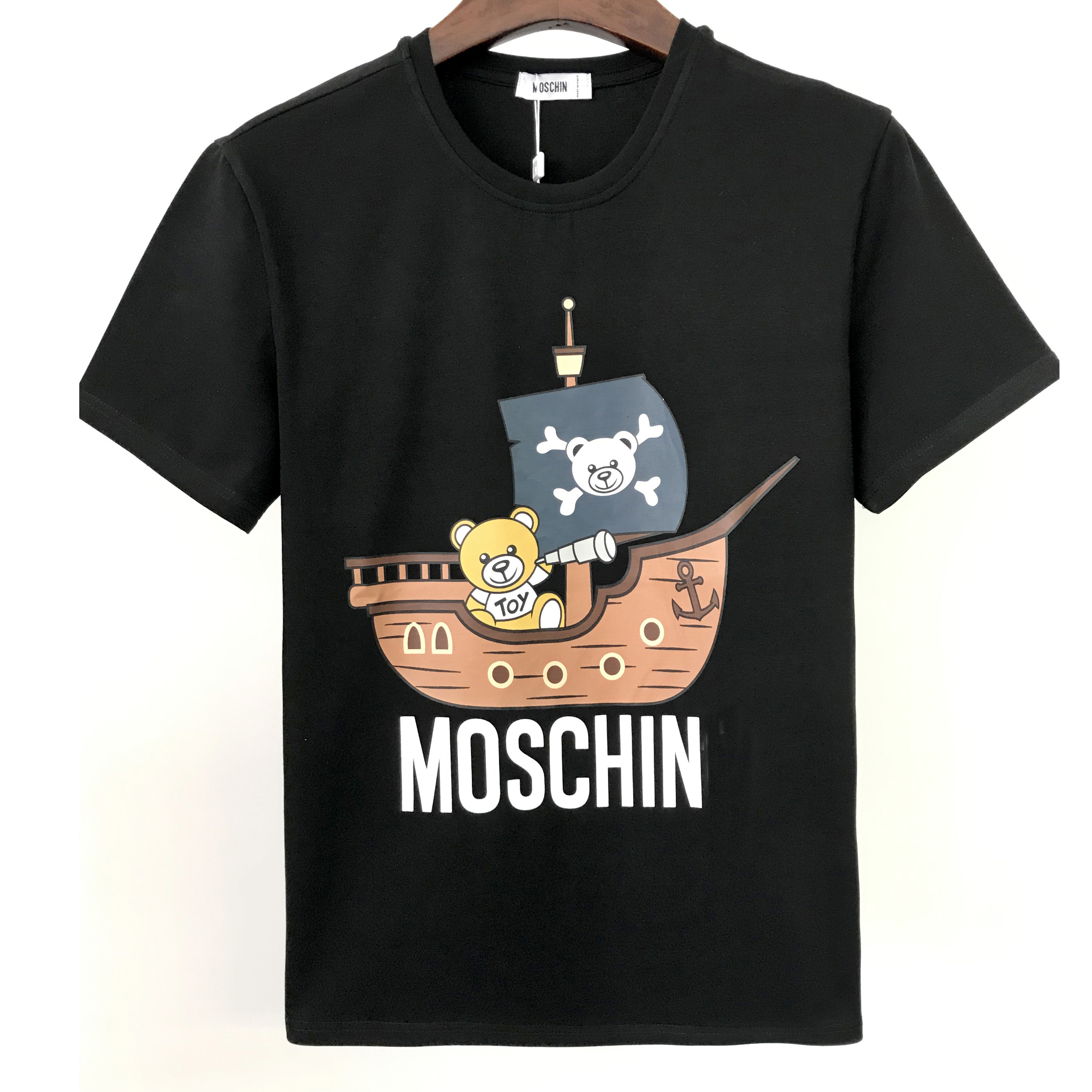 

High quality fashion summer men's T-shirt short-sleeved casual cotton round neck letter pattern ladies blouse couple clothes wholesale black and white two-color M