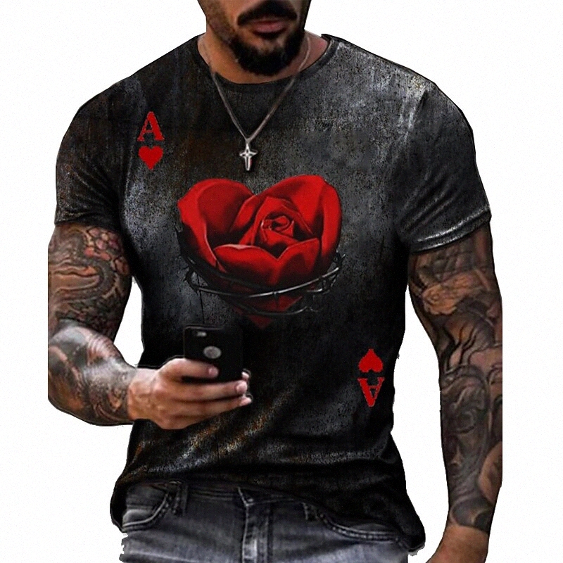 Men's Tee T shirt Shirt 3D Print Graphic Poker Plus Size Crew Neck Casual Daily Short Sleeve Regular Fit Tops Basic Designer Slim Fit Big an