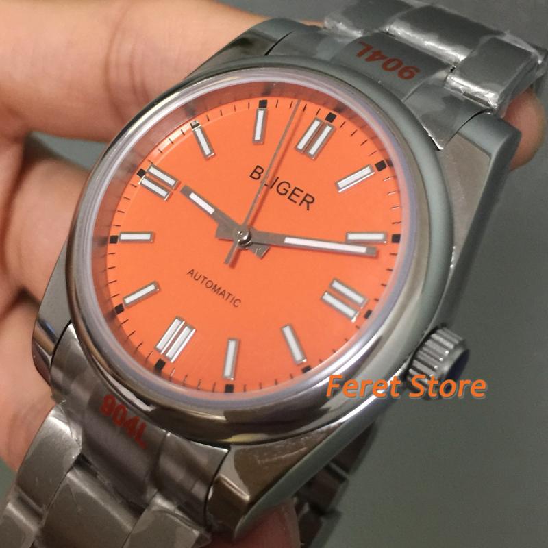 

Wristwatches Orange 36mm/39mm Automatic Men's Watch Sapphire Miyota 8215 Mingzhu 2813 Fix Oyster Band Luminous Dial Unisex, 1 no logo