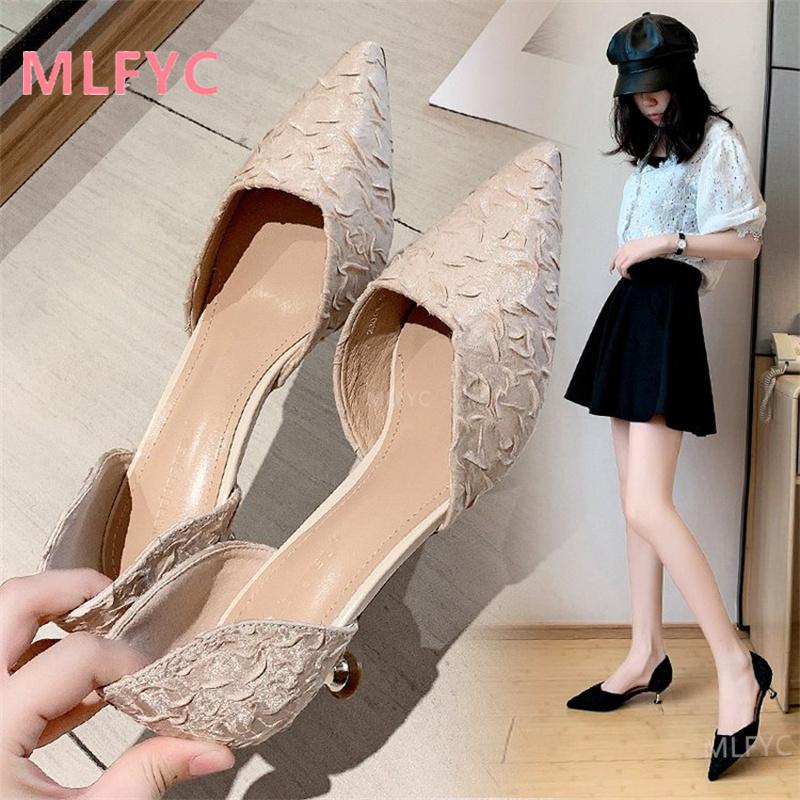 

Dress Shoes Sandals Small Heels Spring Fashion Pointed Hollow Fresh Girl Low-heeled High-heeled, Black