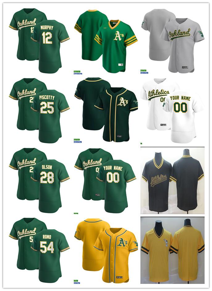

Men Women Youth 12 Sean Murphy 28 Matt Olson 25 Piscotty 54 Sergio Romo Custom Baseball Jersey Blank green yellow white, Colour