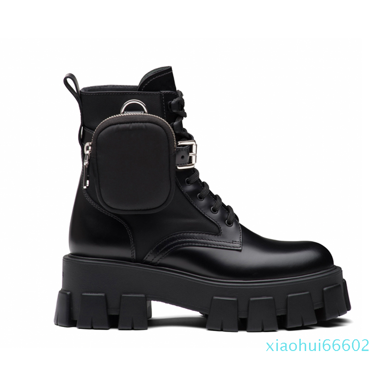 

Women Designers Rois Boots Ankle Martin Boots and Nylon Boot military inspired combat boots nylon bouch attached to the ankle, Black