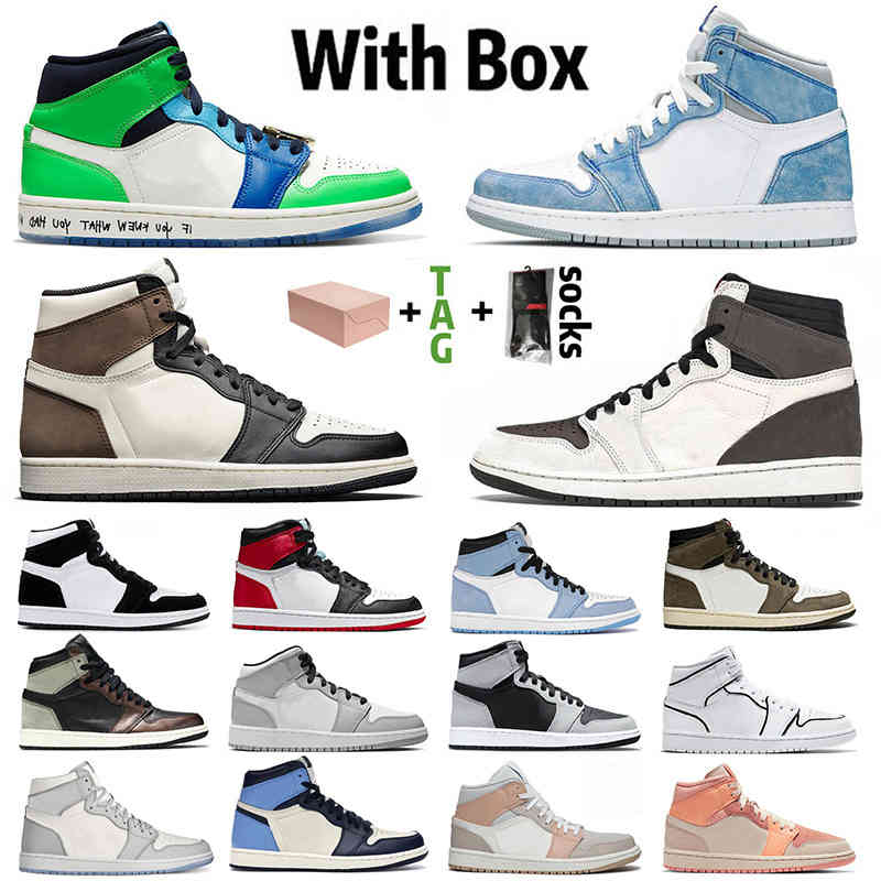 

With Box Jumpman 1 1s Mens Womens Basketball Shoes University Blue Hyper Royal Fearless Dark Mocha High Cactus Jack Obsidian Mid Pink Shadow