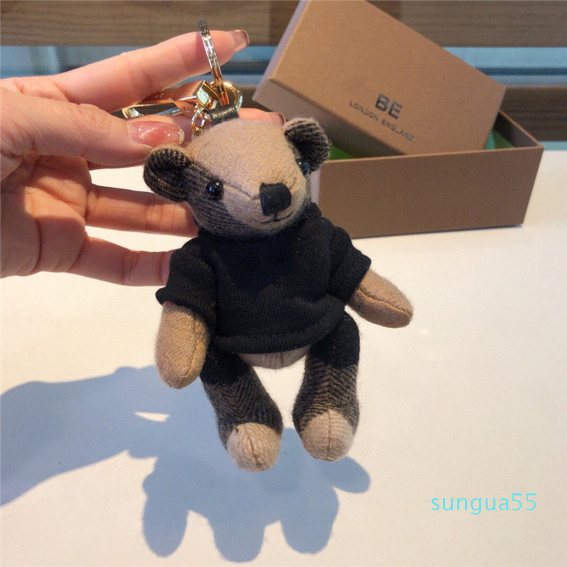 

wholesale-2021 Women Fashion Lovely Sweater Teddy Bear Personality Luxurys Designer Keychain High Quality Electroplate Key Buckle Mens