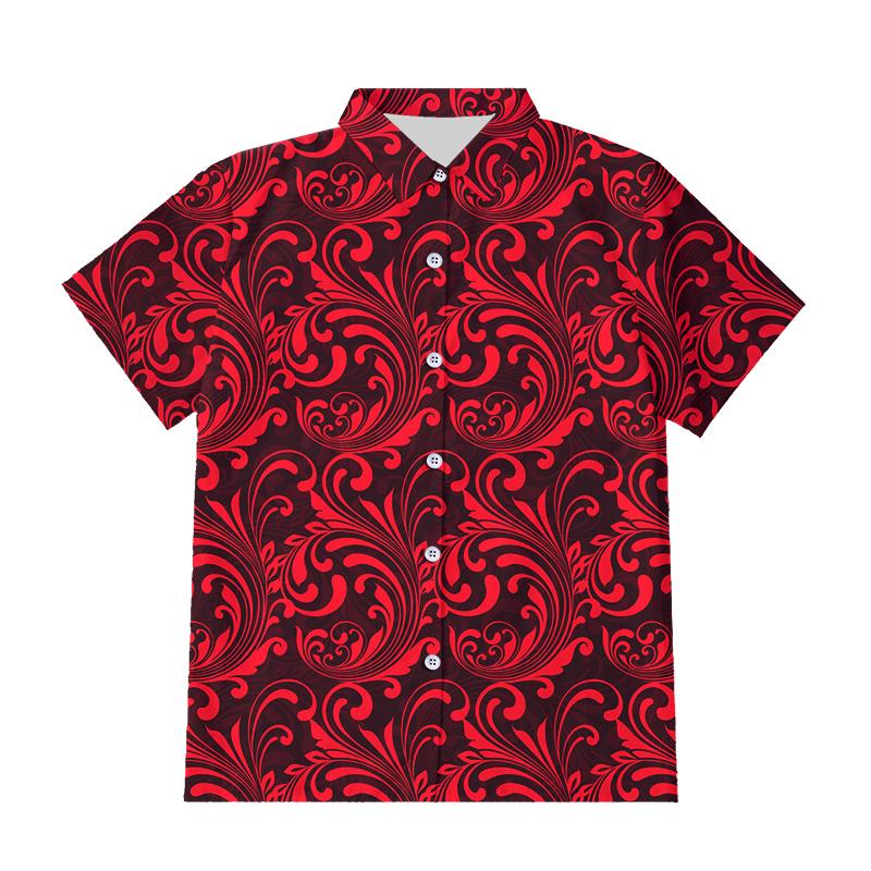 

Men's Casual Shirts Button Shirt 3D Print Red Floral Novelty Paisley Pattern Short Sleeves Summer Cool Men/women's Fashion Tops Hip Hop