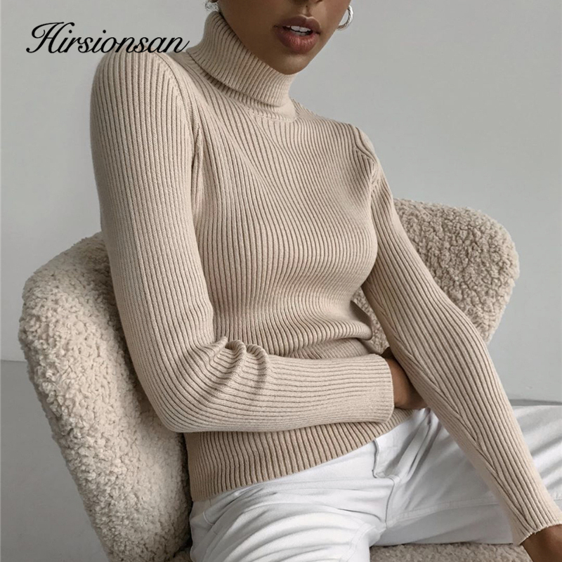 

Hirsionsan Elegant Basic Knitted Sweater Women 2021 Bottoming Skinny Female Warm Knitwear Casual Pullovers Ladies Solid Jumper, Black