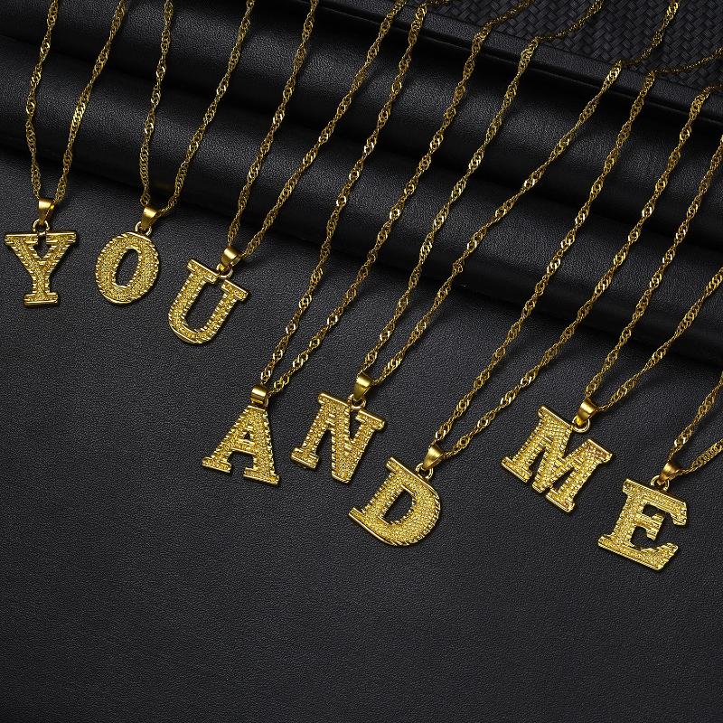 

Pendant Necklaces Capital Letter Initial Necklace For Women Stainless Steel Gold A-Z Alphabet Jewelry Christmas Gift