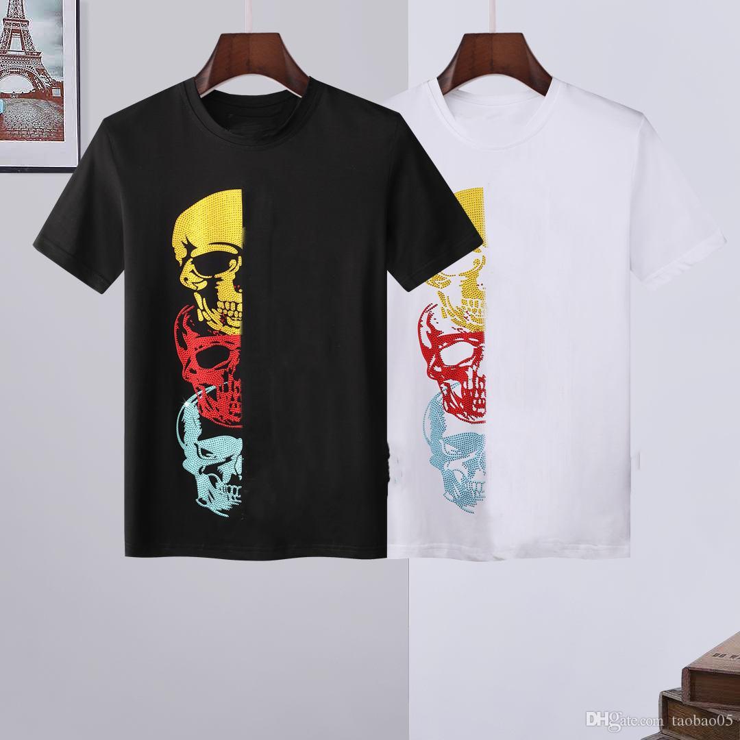 

2021 High quality Men T Shirt cotton O-neck short sleeve diamond Skulls tshirts casual style for sport T-shirts M-3XL, White;black