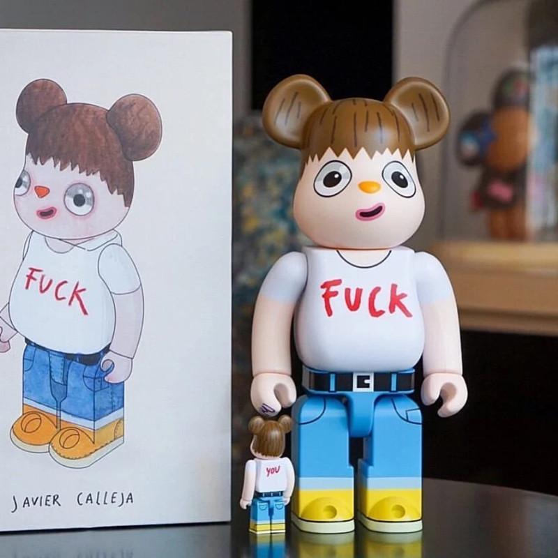 

Bearbrick400%FUCK swearing big-eyed violent building blocks bear trend hand-made model ornaments doll 28CM