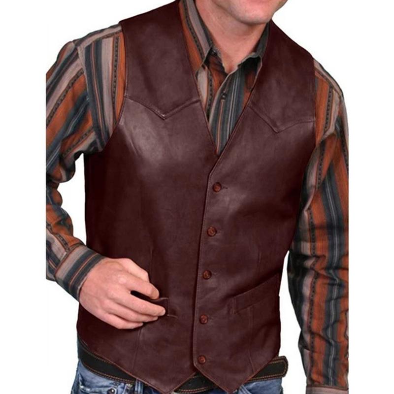 

Men's Vests Vest Burgundy V Neck Solid Color Retro Single Breasted Steampunk Clothing Slim Fit Waistcoat Casual For Grooms Wedding, Brown