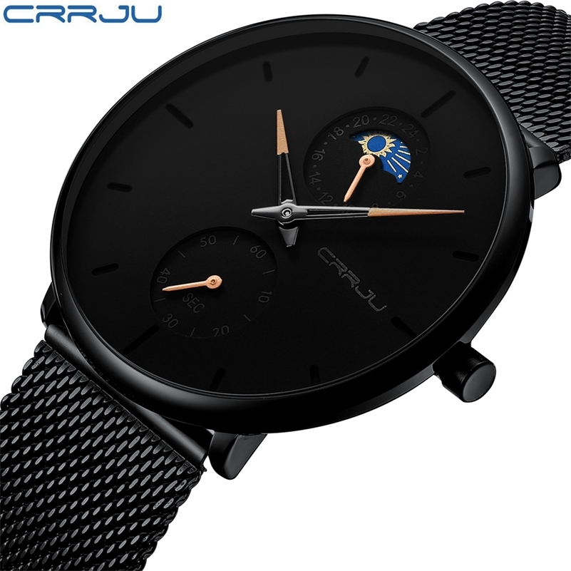 

CRRJU Black Slim Watch Women Men Watch Luxury Elegant Dress Fashion Watches Unisex Ultra Thin Wristwatch Relojes Para Hombre 210517, Silver white