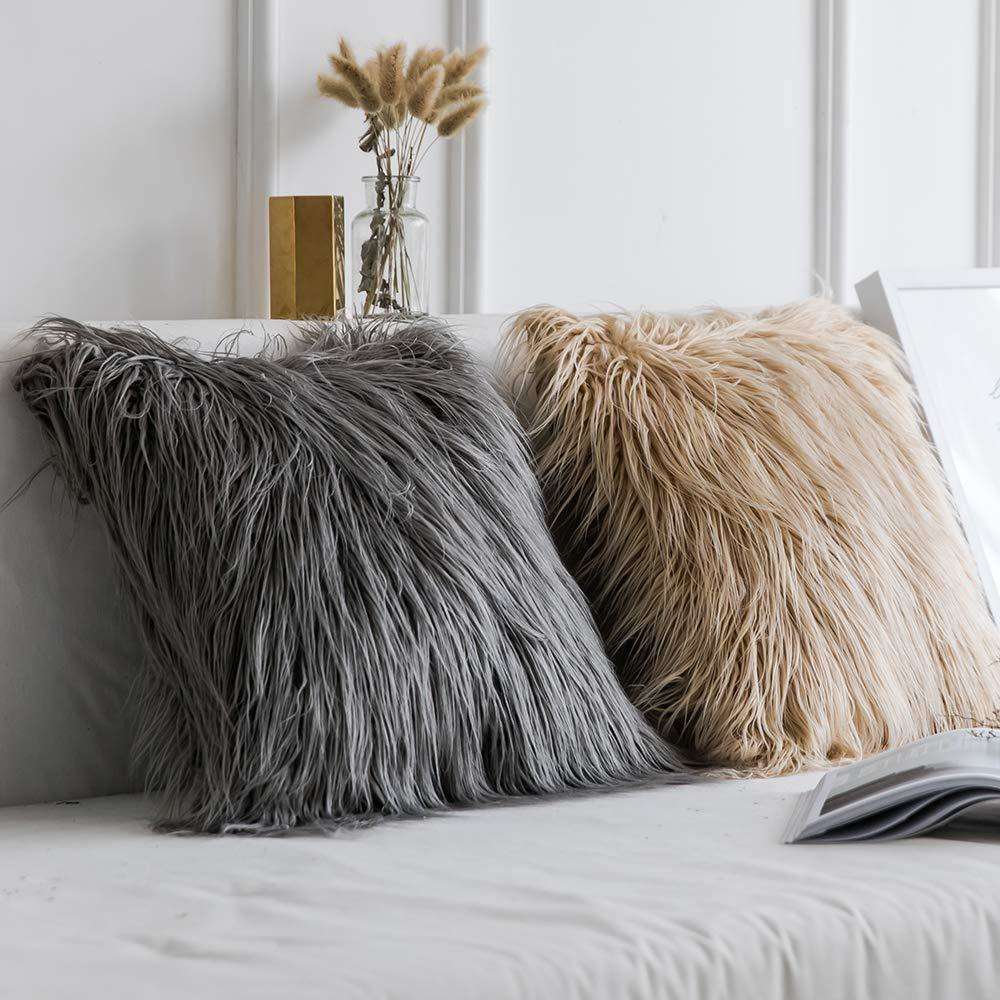 

Soft Fur Pillows Case Plush Cushion Cover Home Decor Covers Living Room Bedroom Sofa Decorative Pillow 40x40cm, Black