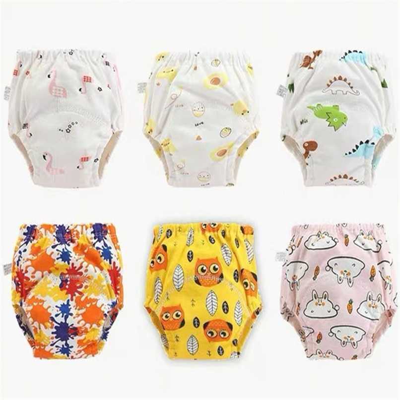 4pc/Lot Baby Cotton Training Pants Panties Waterproof Cloth Diapers Reusable Toolder Nappies Diaper Baby Underwear 211028-image-735828369
