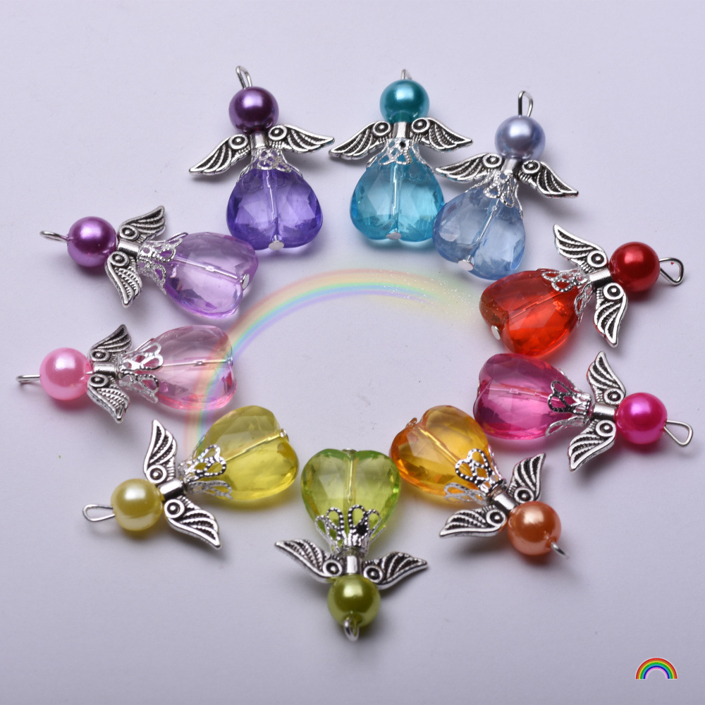 

5PCS Mixed Dancing Angel Wings Heart Charms Pendants 35x25mm For Women Jewelry