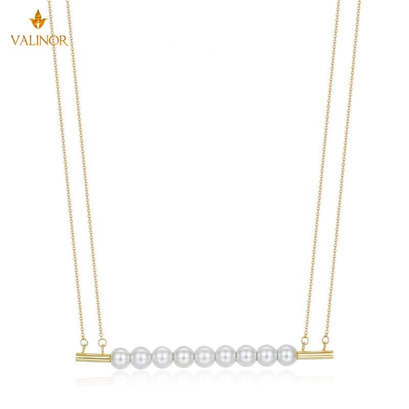 

Pearl Necklace Female One Word Bead Chain 18K Shell Simple 925 Sterling Silver HM057 Chains