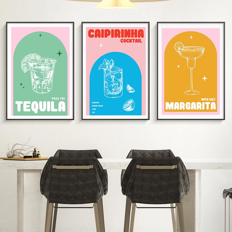 

Paintings Wine Kitchen Poster Print Cocktail Drink Menu Nordic Wall Art Canvas Painting Picture Dining Room Restaurant Bar Club Decoration