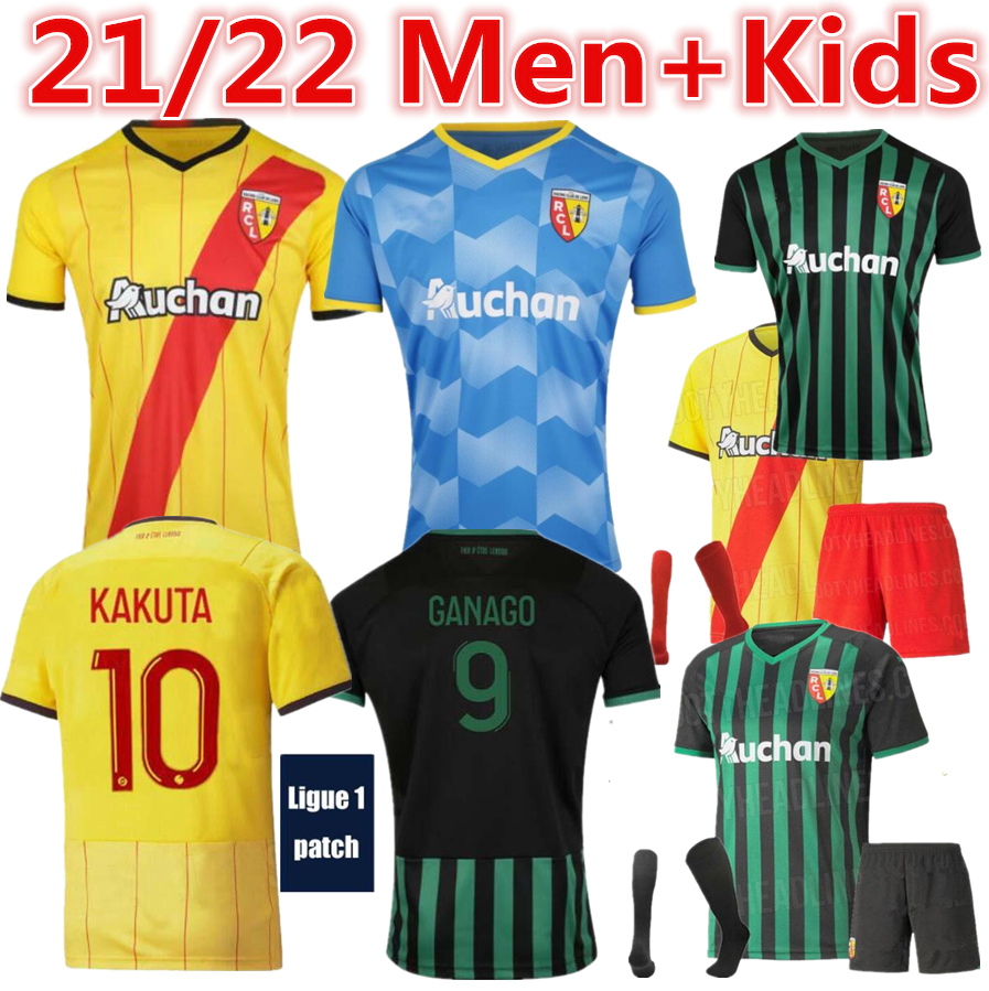 

21/22 maillot Lens RC soccer jersey GANAGO GRADIT FORTES CAHUZAC PEREZ 2021 2022 LENS MAURICIO KAKUTA Equipment jerseys Men kids Kits+socks full sets Football Shirts, Black