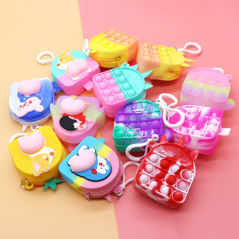 

Decompression Toy Christmas Gift Mini Wallet Silicone Coin Purse Squishy Kids Bag Cute Push Bubble Sensory Fidget Toys-Halloween