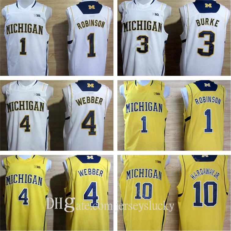 

College Michigan Wolverines Tim Hardaway Jr 1 Glenn Robinson III 3 Trey Burke Chirs Webber 41 Glen Rice Basketball Jerseys Shirt Size S-2XL, Black