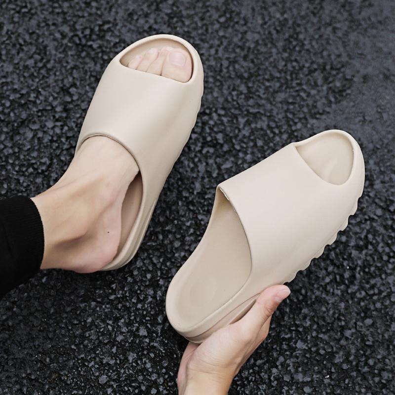 

Slippers Coslony Rubber For Men Slides 2021 Fashion Summer Soft Outside Mens Slipper Beach Shoes Open Toe Sandals Women, Beige