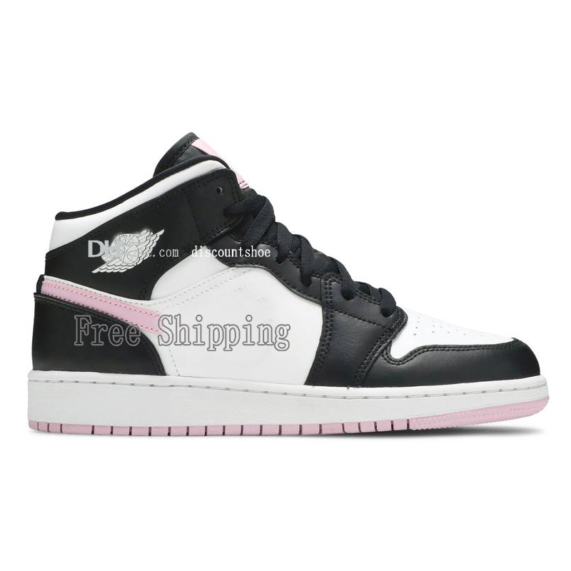 

Jumpman 1 Mid GS White Light Arctic Pink Basketball Shoes 1s High Women Men Sneakers shoe Sports 555112 103 (Exempt postage)