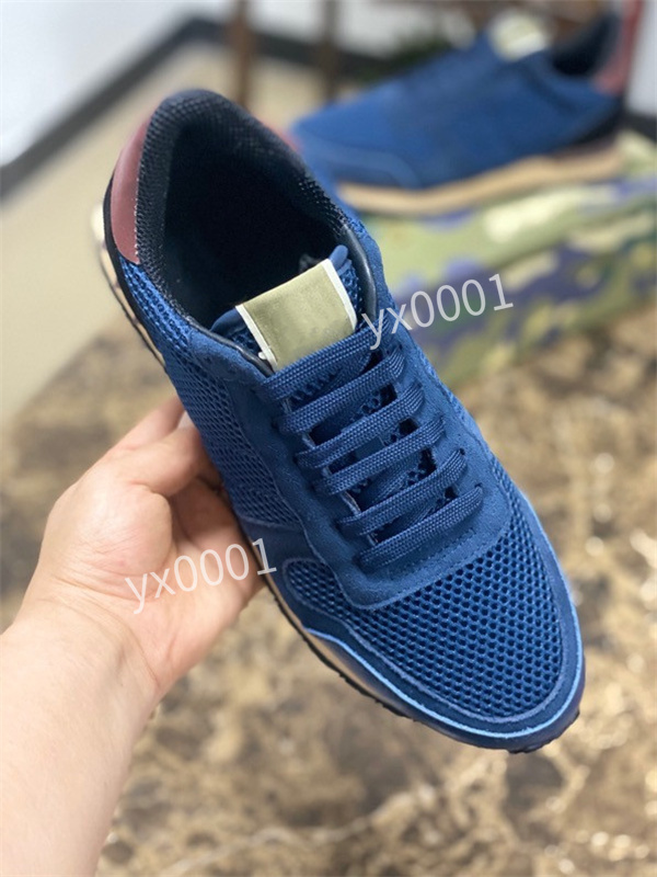 

New 2021 Mens boots Casual Shoes Mesh Leather Camouflage Studded Shoe Valentinoes Combo Stars Rockrunner Metallic Lace-up Shoes Sneakers 39-46, 08