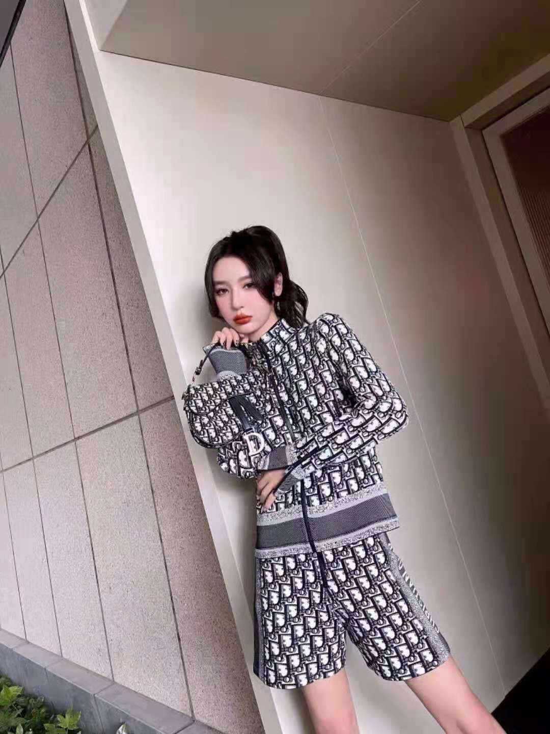 

tracksuits sportswear d family suit 21 early autumn letter woven belt old flower full body printed stand collar long sleeve coat elastic sho, Gray