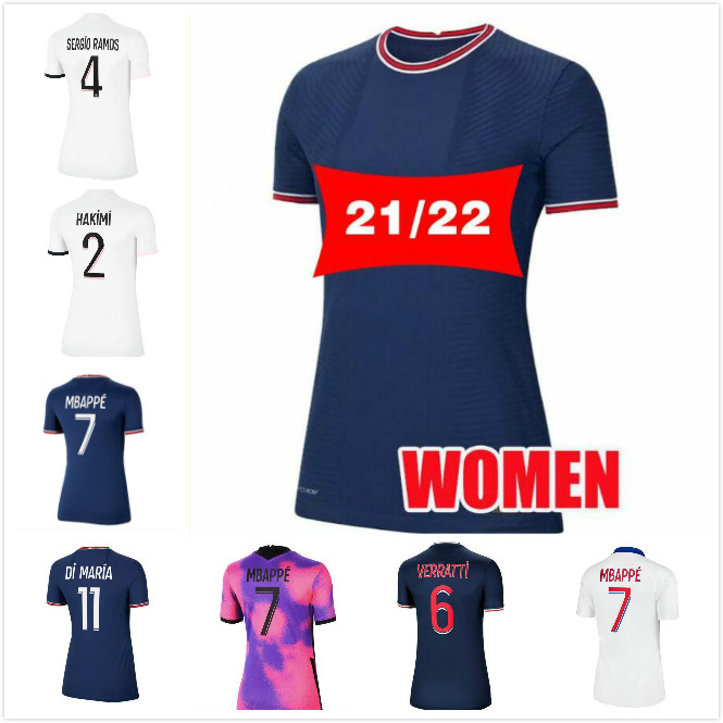 

WOMEN Paris messi SERGIO RAMOS Mbappe Icardi Soccer Jerseys 2021 2022 Home Away purple VERRATTI 21 22 ladies football Shirt DI MARIA girls uniforms, 20/21