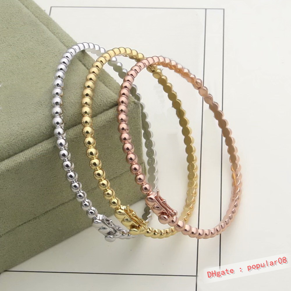 

Europe America New Style Lady Women Titanium steel Engraved Vc Letter Edge Bead Narrow Bangle Bracelets 3 Color