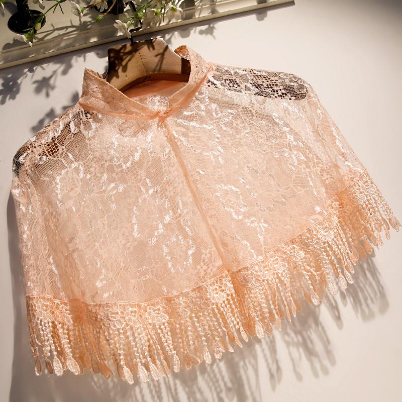 

Scarves Women's Spring Summer Orange Mesh Pashmina Female Sunscreen Lace Shawl Cloak R1822