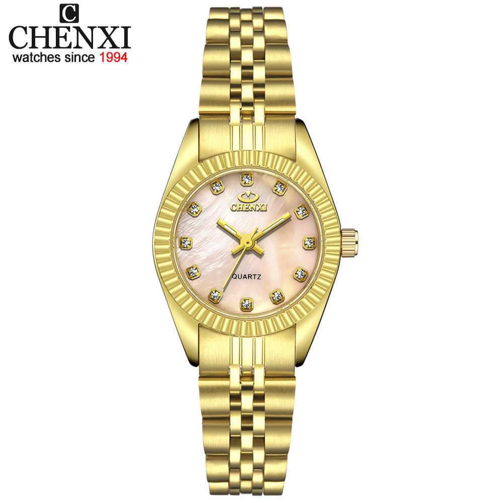 

CHENXI Luxury Style Women Watch Stainless Steel Quartz Watches Waterproof Diamond Woman Wristwatch Fashion Elegant Ladies Clock 210616, 004a silver white